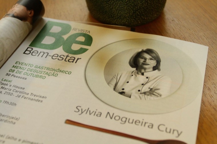 O cardápio do evento gastronômico da revista Bem-estar, com o nome de Sylvia Nogueira Cury
